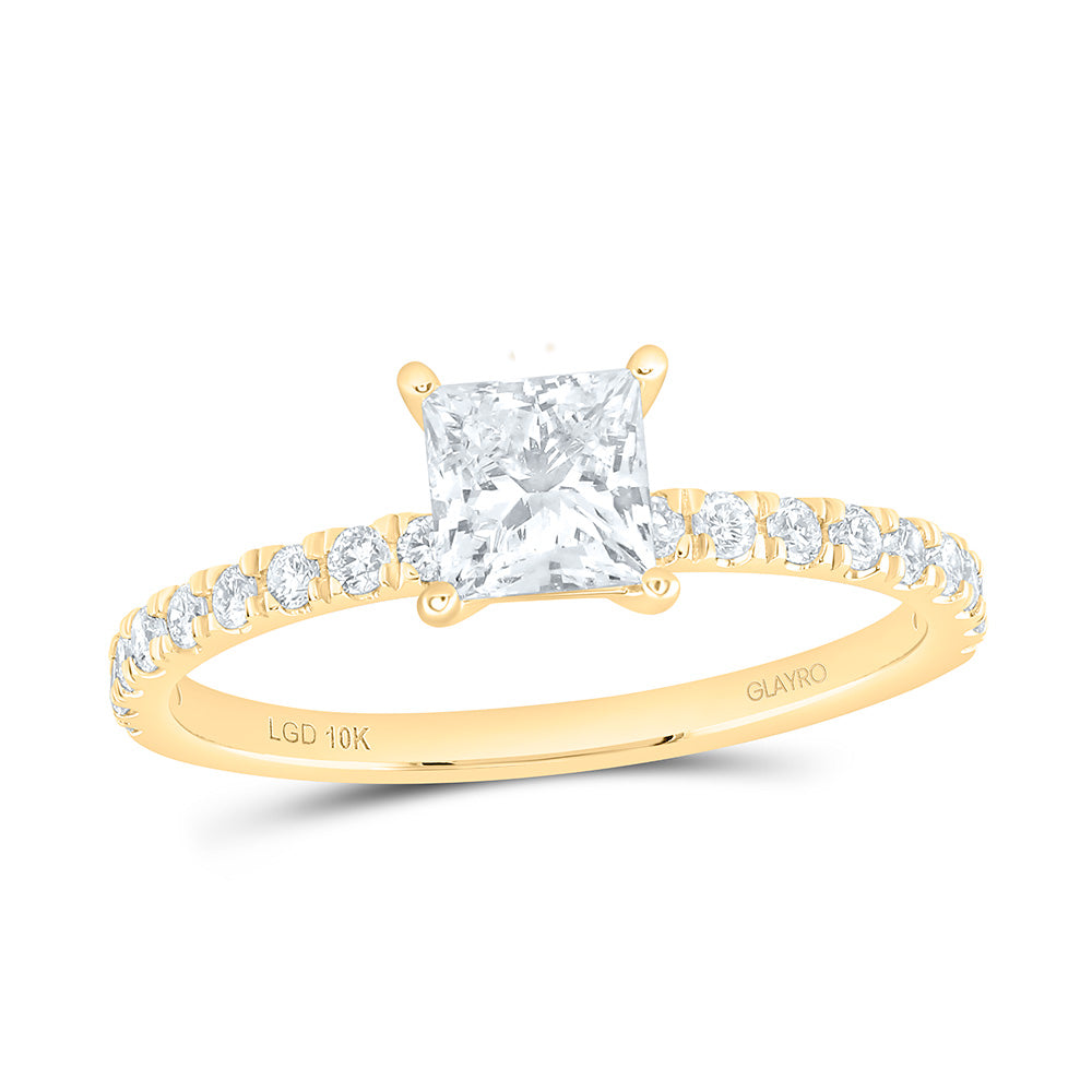 10K Yellow Or White Gold 1 Cttw Lab Grown Diamond 3/4 Cttw Center Princess Engagement Ring
