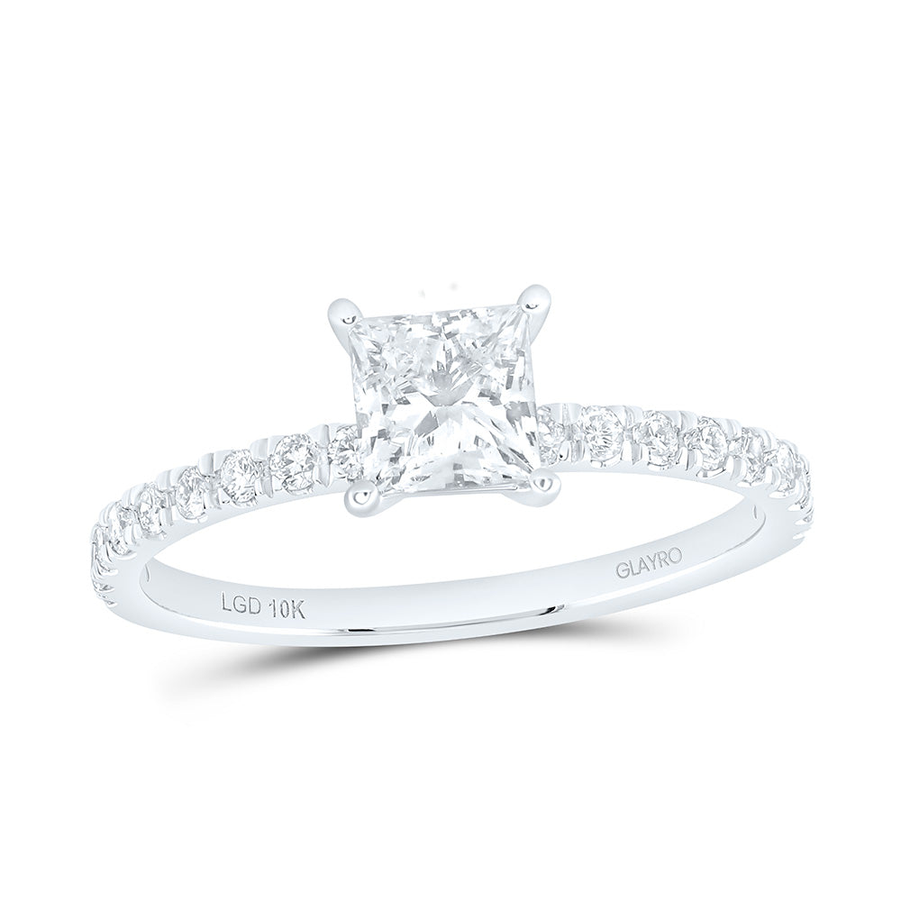 10K Yellow Or White Gold 1 Cttw Lab Grown Diamond 3/4 Cttw Center Princess Engagement Ring