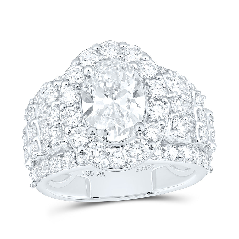 14K Yellow Or White Gold 5 Cttw Lab Grown Diamond 2 Cttw Center Oval Single Halo Engagement Ring
