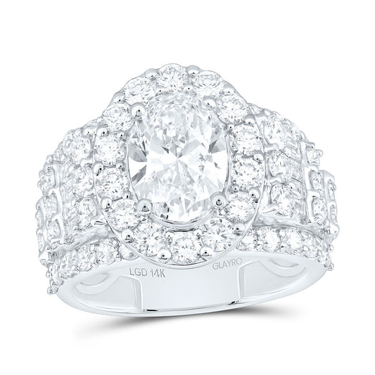 14K Yellow Or White Gold 5 Cttw Lab Grown Diamond 2 Cttw Center Oval Single Halo Engagement Ring