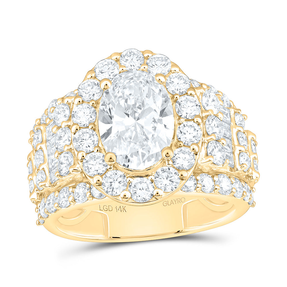 14K Yellow Or White Gold 5 Cttw Lab Grown Diamond 2 Cttw Center Oval Single Halo Engagement Ring