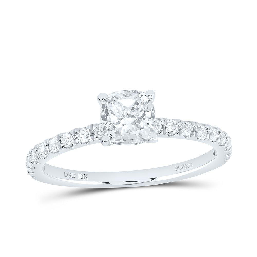 10K Yellow Or White Gold 1 Cttw Lab Grown Diamond 3/4 Cttw Center Cushion Engagement Ring