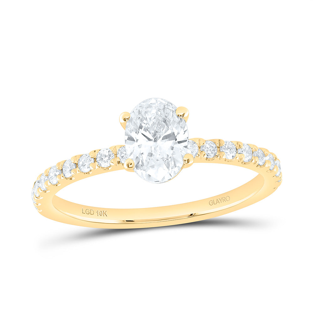 10K Yellow Or White Gold 1 Cttw Lab Grown Diamond 3/4 Cttw Center Oval Engagement Ring