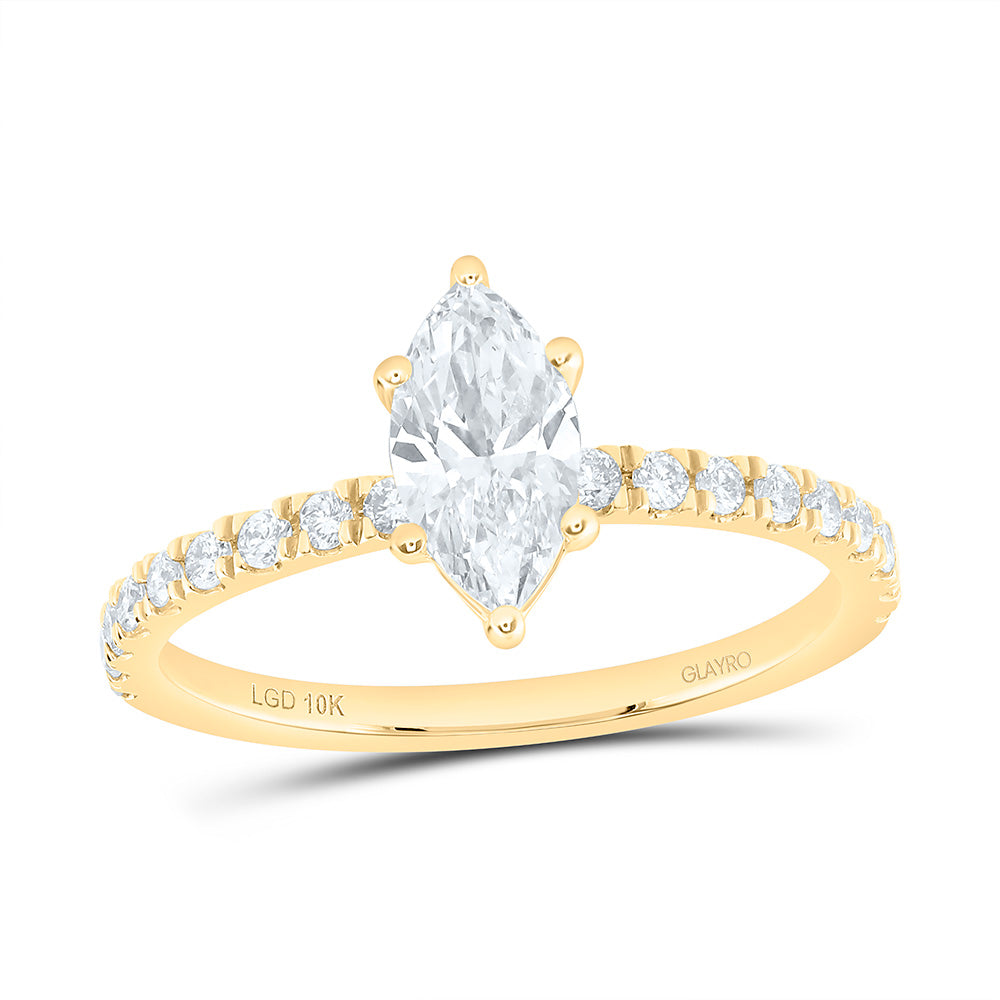 10K Yellow Or White Gold 1 Cttw Lab Grown Diamond 3/4 Cttw Center Marquise Engagement Ring