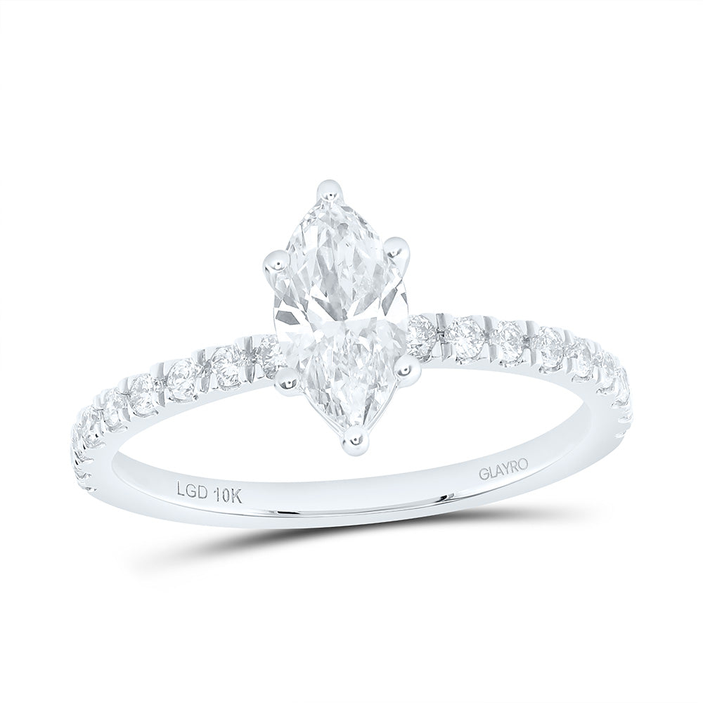 10K Yellow Or White Gold 1 Cttw Lab Grown Diamond 3/4 Cttw Center Marquise Engagement Ring