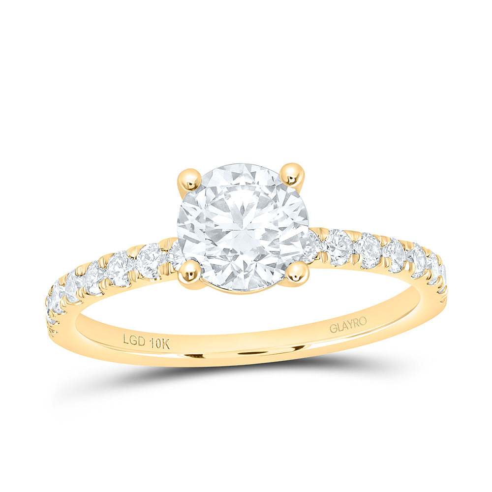 10K Yellow Or White Gold 1 3/8 Cttw Lab Grown Diamond 1 Cttw Center Round Engagement Ring
