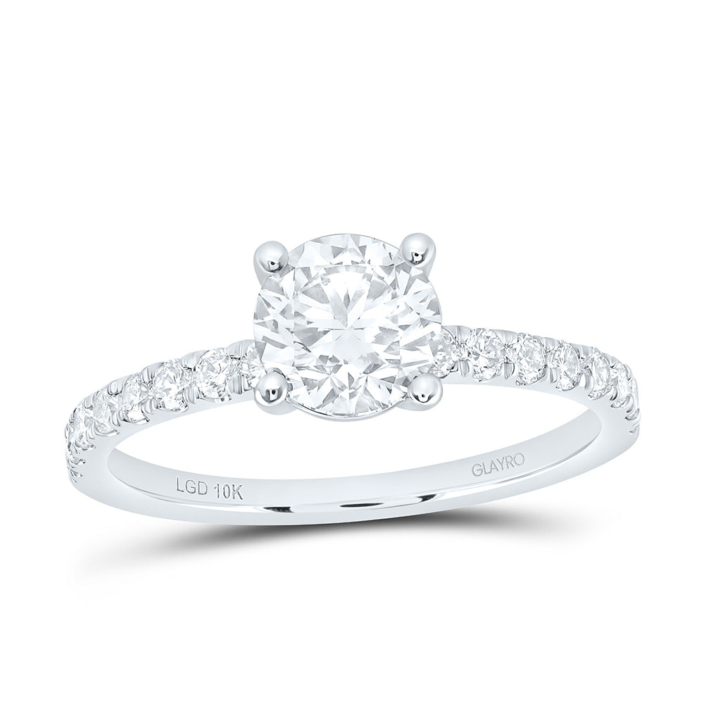 10K Yellow Or White Gold 1 3/8 Cttw Lab Grown Diamond 1 Cttw Center Round Engagement Ring