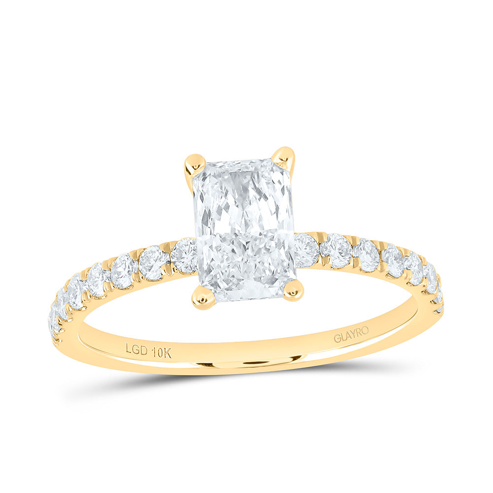 10K Yellow Or White Gold 1 1/3 Cttw Lab Grown Diamond 1 Cttw Center Radiant Engagement Ring