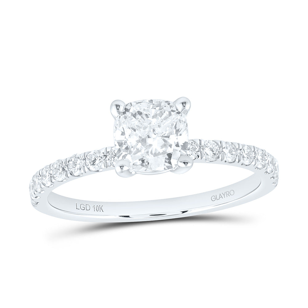 10K Yellow Or White Gold 1 3/8 Cttw Lab Grown Diamond 1 Cttw Center Cushion Engagement Ring