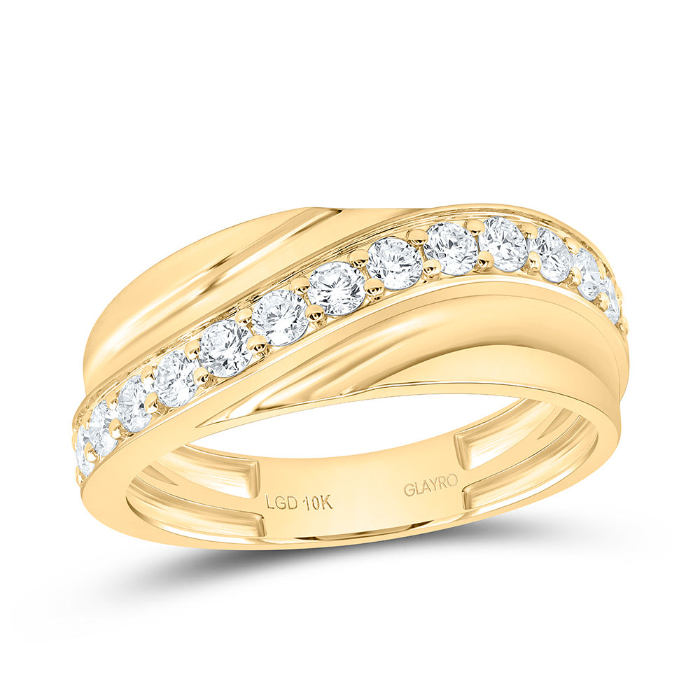 10K Yellow Or White Gold 3/4 Cttw Lab Grown Diamond Mens Band