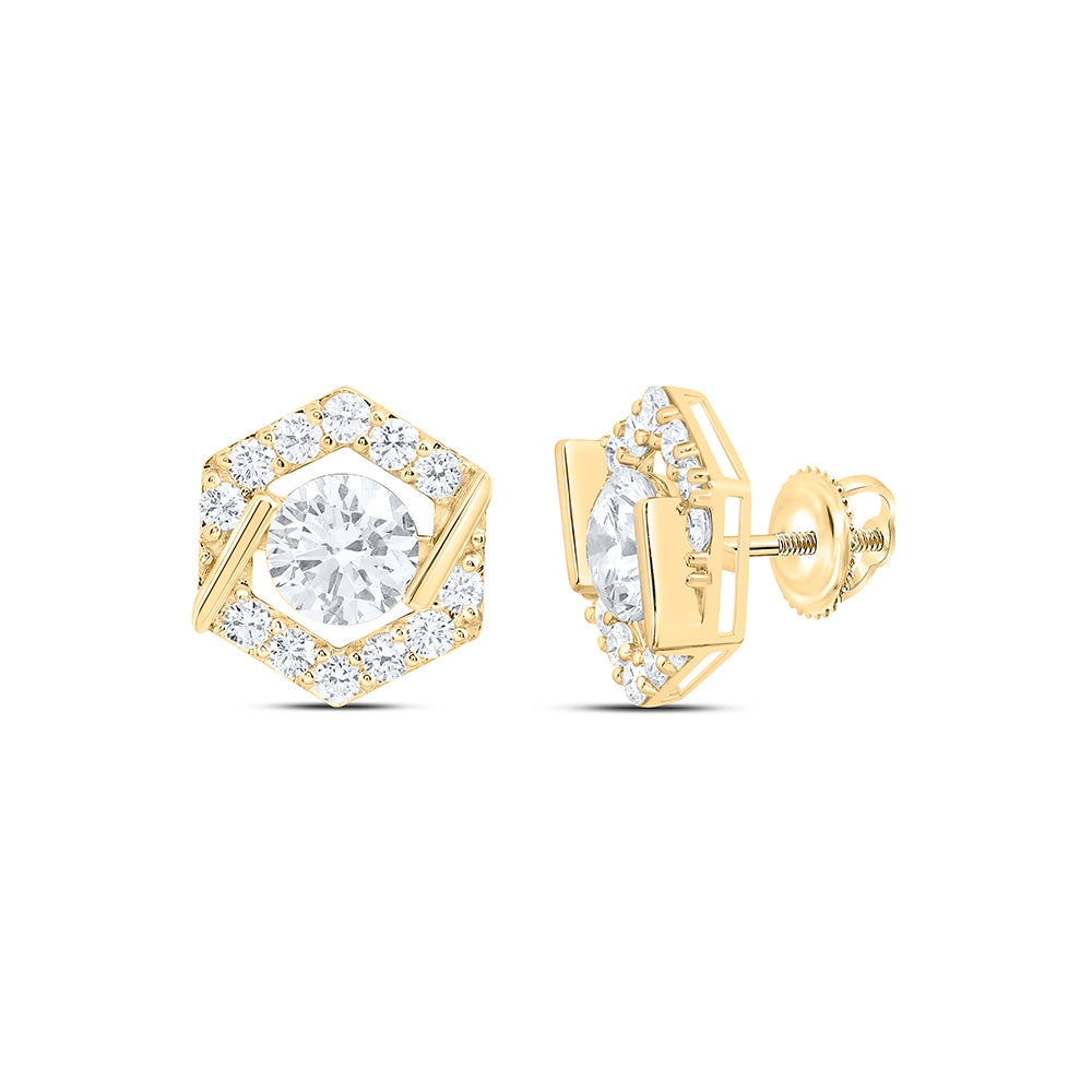 10K Yellow Gold 2 5/8 Cttw Lab Grown Diamond Fashion Hexagon Earring