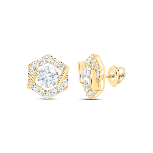 10K Yellow Gold 2 5/8 Cttw Lab Grown Diamond Fashion Hexagon Earring