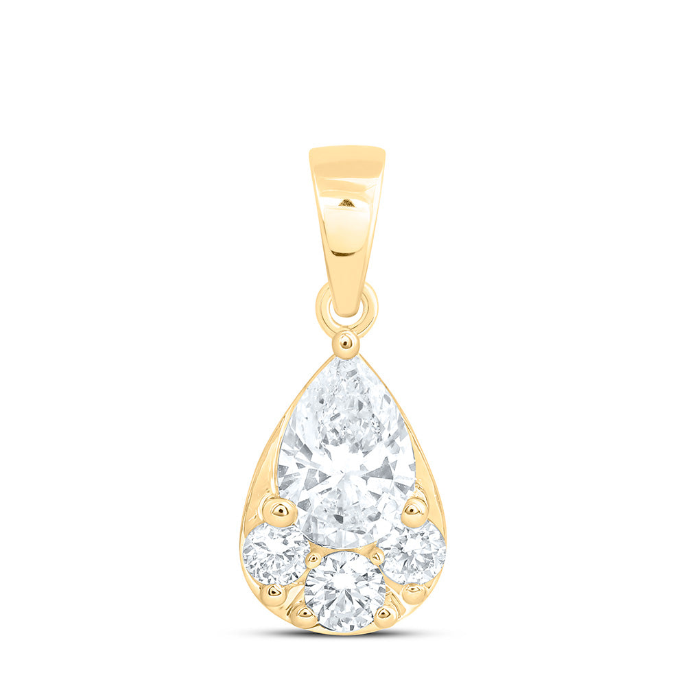10K Yellow Or White Gold 3/4 Cttw Lab Grown Diamond Fashion Pear Pendant