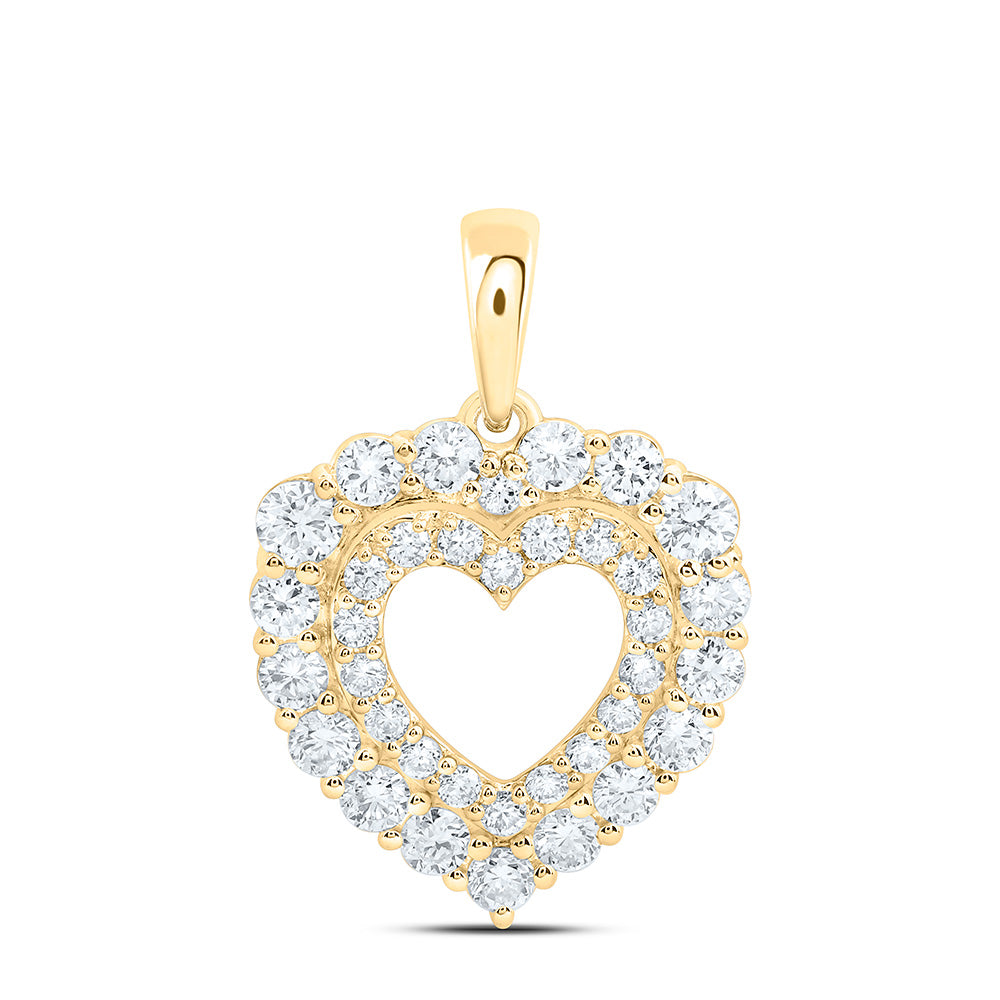 10K Yellow Or White Gold 3/4 Cttw Lab Grown Diamond Fashion Heart Pendant