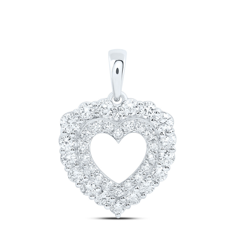 10K Yellow Or White Gold 3/4 Cttw Lab Grown Diamond Fashion Heart Pendant