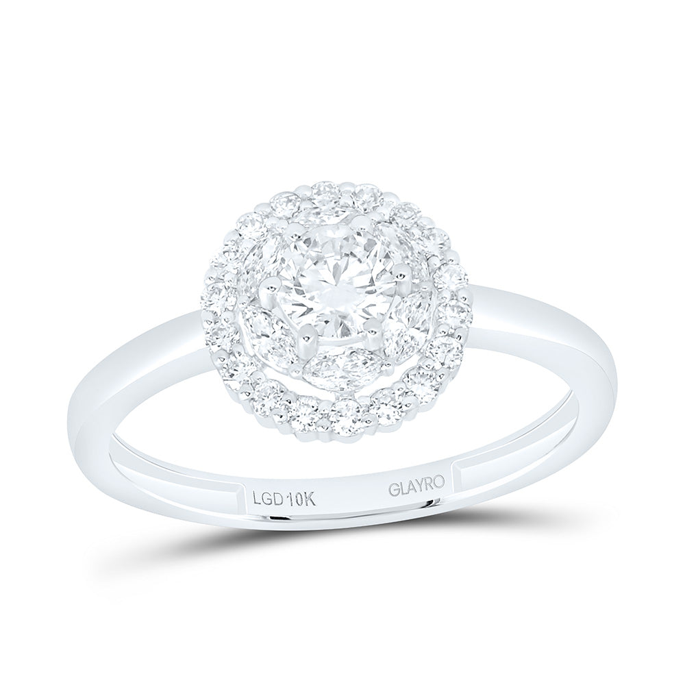 10K Yellow Or White Gold 5/8 Cttw Lab Grown Diamond 1/4 Cttw Center Round Fashion Round Ring