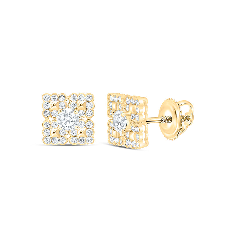 10K Yellow Gold 1 Cttw Lab Grown Diamond Fashion Square Earring