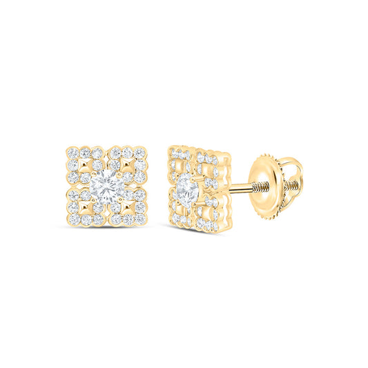 10K Yellow Gold 1 Cttw Lab Grown Diamond Fashion Square Earring