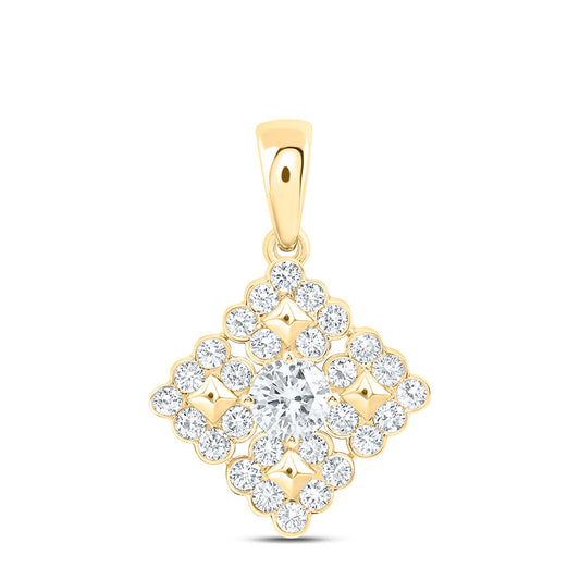 10K Yellow Gold 1 3/8 Cttw Lab Grown Diamond Fashion Square Pendant