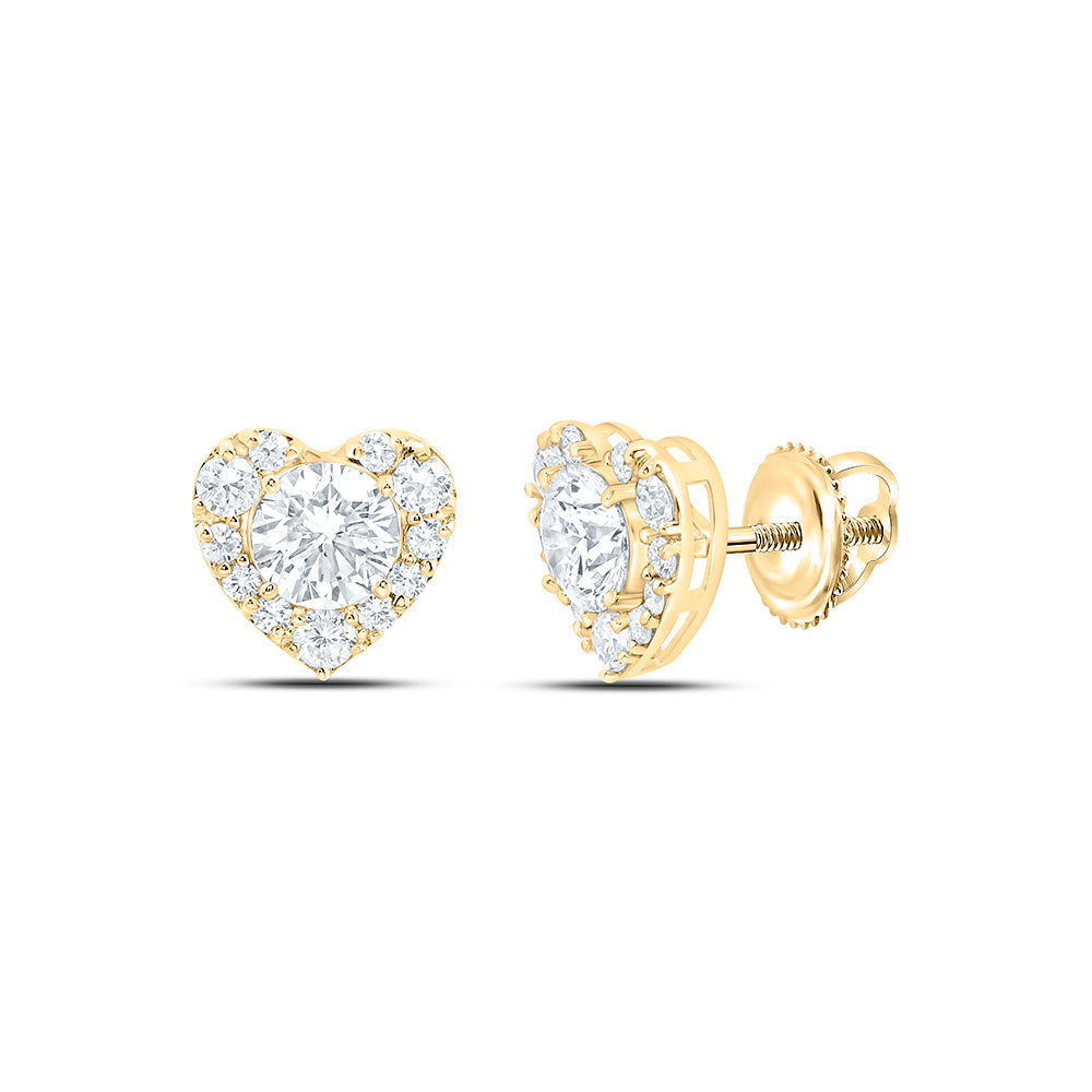 10K Yellow Gold 1 Cttw Lab Grown Diamond Fashion Heart Earring