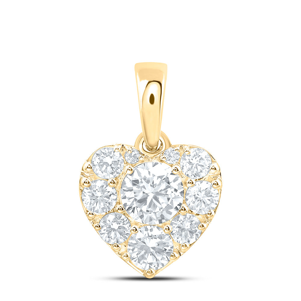 10K Yellow Gold 1 1/2 Cttw Lab Grown Diamond Fashion Heart Pendant