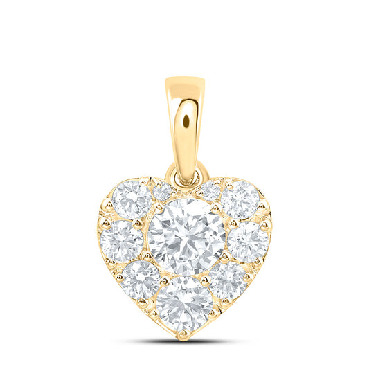10K Yellow Gold 1 1/2 Cttw Lab Grown Diamond Fashion Heart Pendant