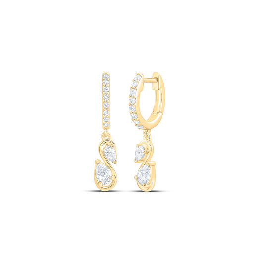 14K Yellow Or White Gold 5/8 Cttw Lab Grown Diamond Fashion Pear Dangling Earring