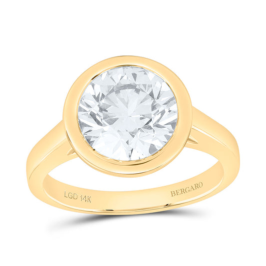 14K Yellow Or White Gold 3 Cttw Lab Grown Diamond Round Bezel Solitaire Ring