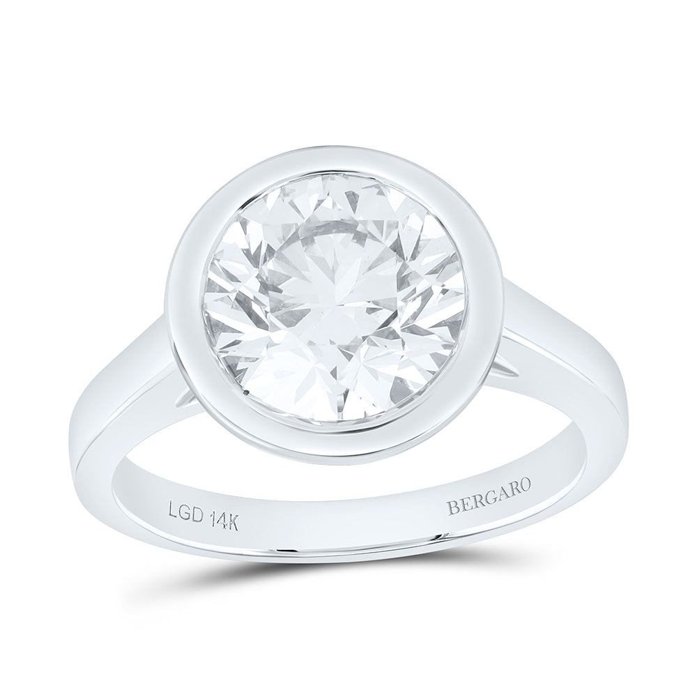 14K Yellow Or White Gold 3 Cttw Lab Grown Diamond Round Bezel Solitaire Ring