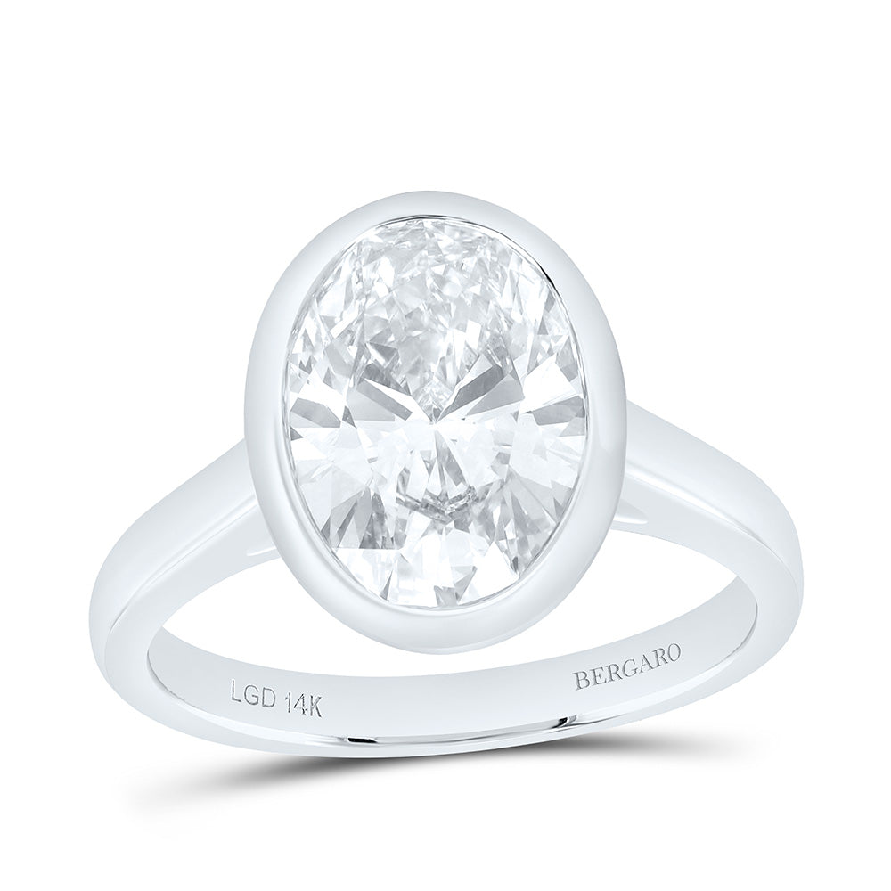 14K Yellow Or White Gold 3 Cttw Lab Grown Diamond Oval Bezel Solitaire Ring