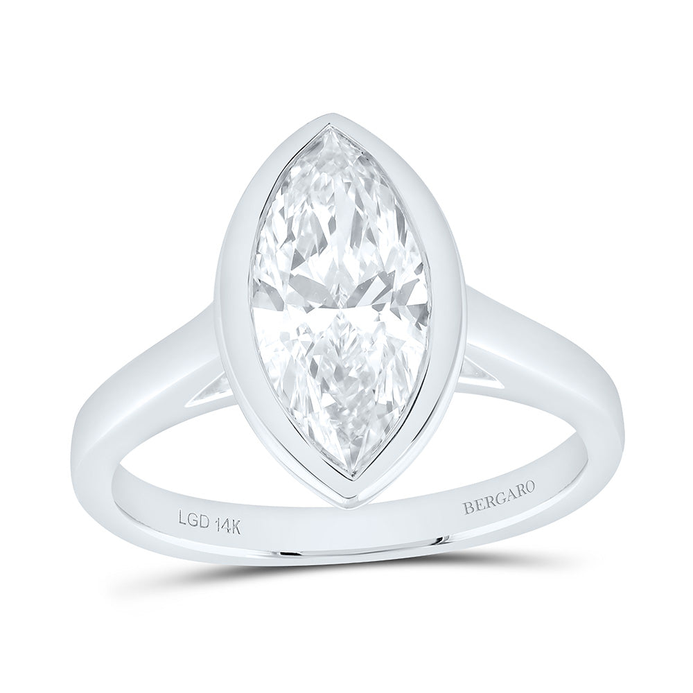 14K Yellow Or White Gold Lab Grown Diamond Marquise Bezel Solitaire Ring