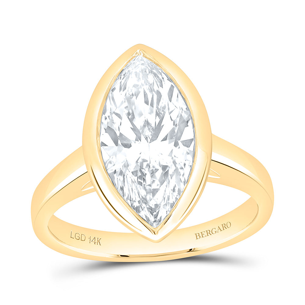 14K Yellow Or White Gold Lab Grown Diamond Marquise Bezel Solitaire Ring