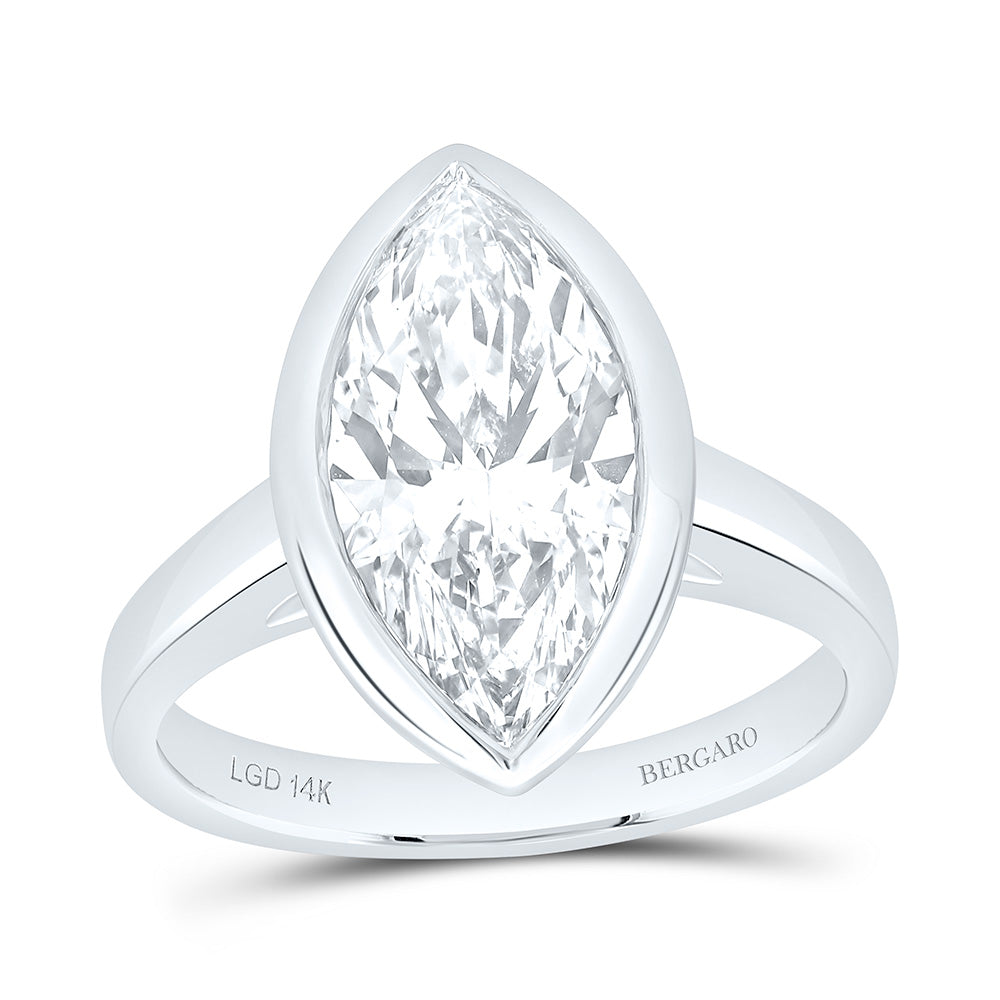 14K Yellow Or White Gold Lab Grown Diamond Marquise Bezel Solitaire Ring