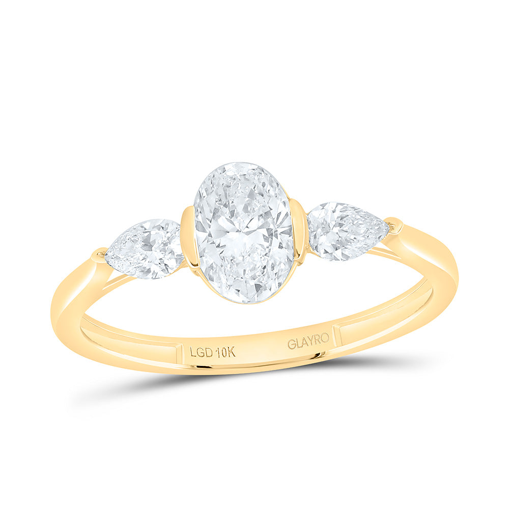 10K Yellow Gold 1 Cttw Lab Grown Diamond 3/4 Cttw Center Oval Fashion Ring