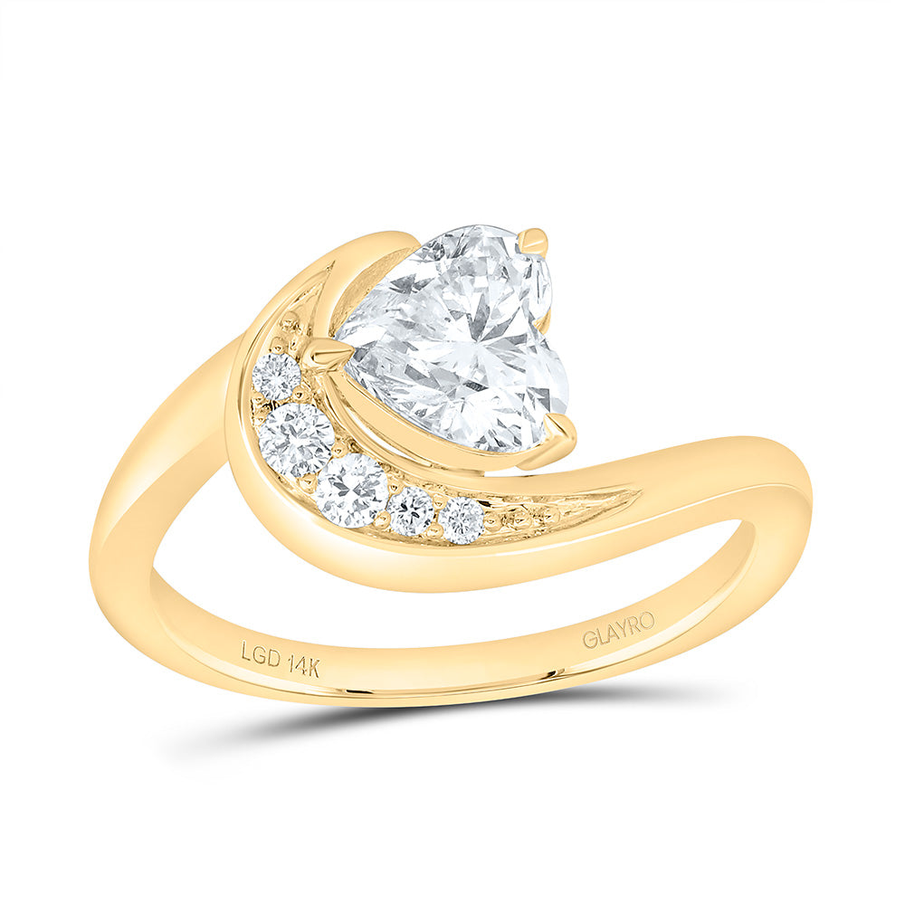 14K Yellow Gold 1 Cttw Lab Grown Diamond 1 Cttw Center Heart Fashion Ring