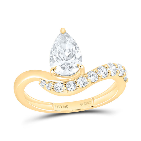 14K Yellow Or White Gold 1 3/8 Cttw Lab Grown Diamond 1 Cttw Center Pear Fashion Ring