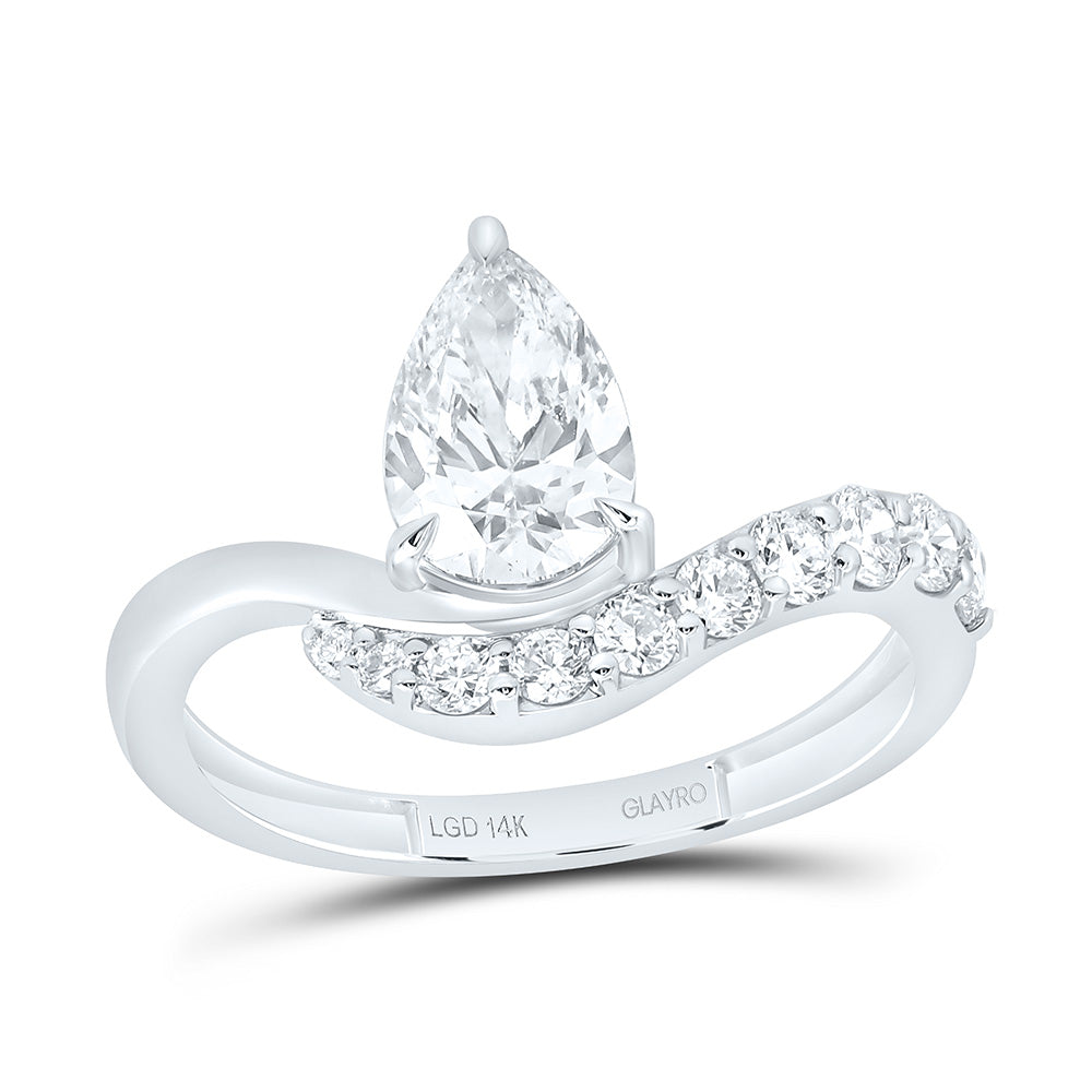 14K Yellow Or White Gold 1 3/8 Cttw Lab Grown Diamond 1 Cttw Center Pear Fashion Ring