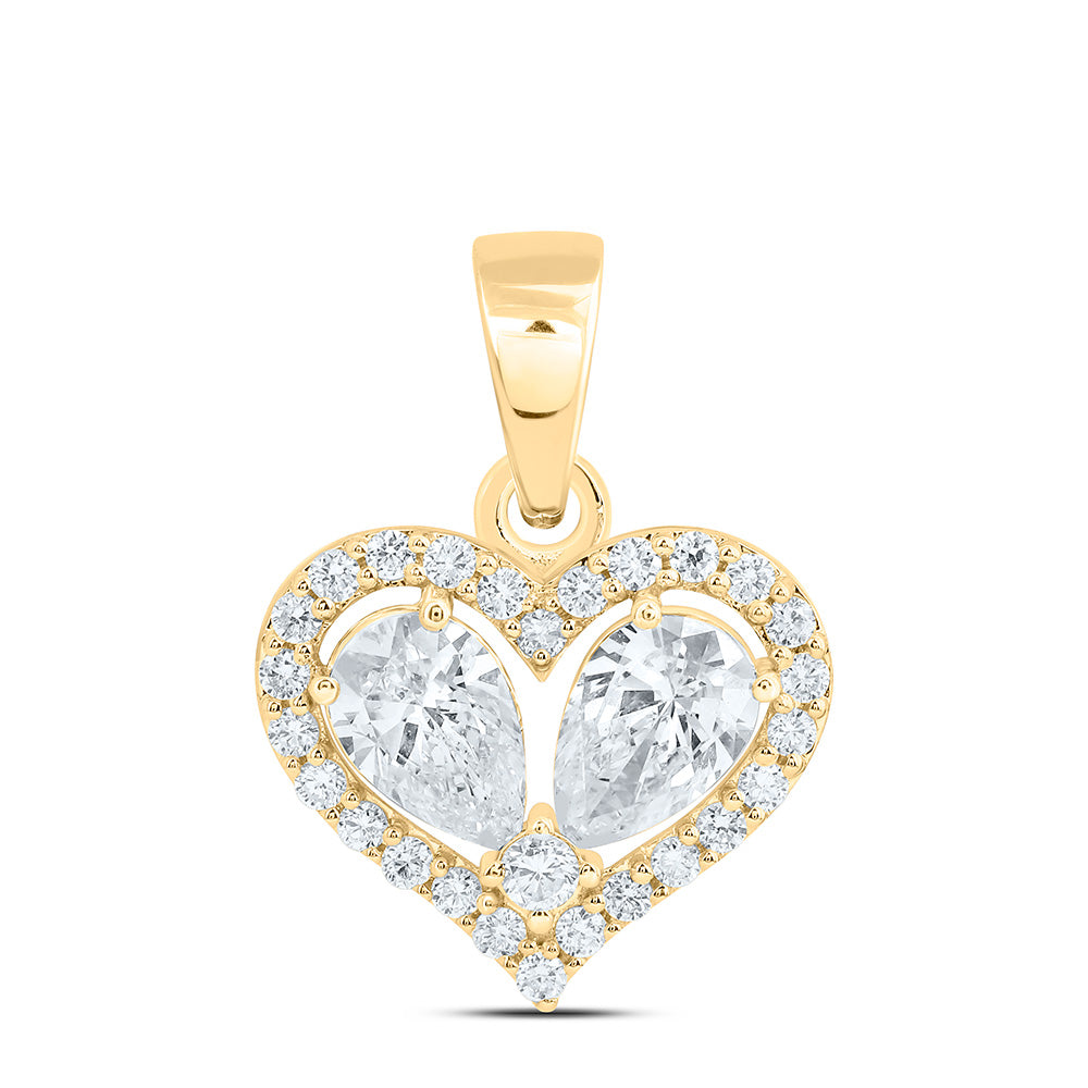 10K Yellow Gold 1 1/4 Cttw Lab Grown Diamond Fashion Heart Pendant