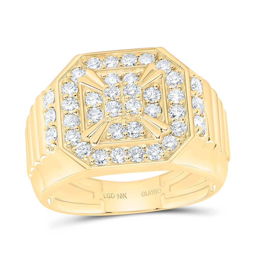 10K Yellow Gold 1 3/8 Cttw Lab Grown Diamond Mens Ring