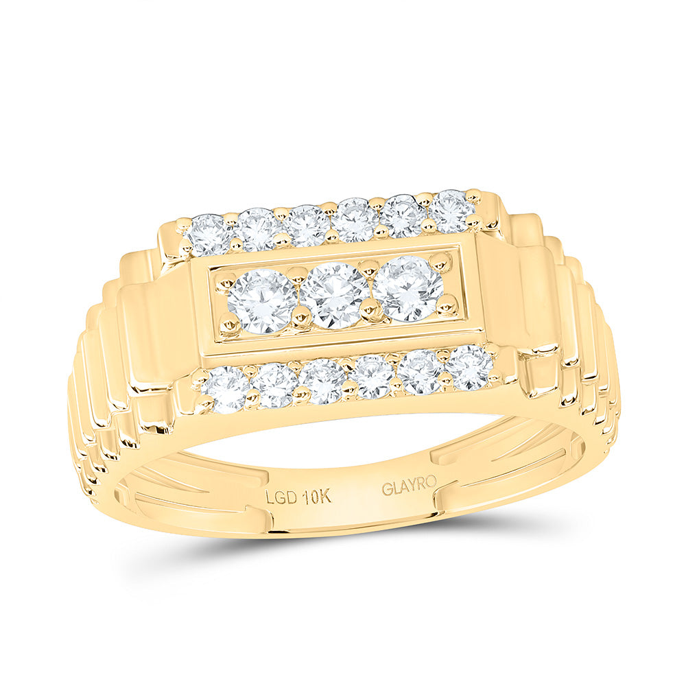 10K Yellow Gold 5/8 Cttw Lab Grown Diamond Mens Band