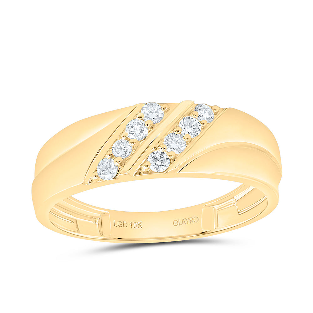 10K Yellow Or White Gold 1/4 Cttw Lab Grown Diamond Mens Band