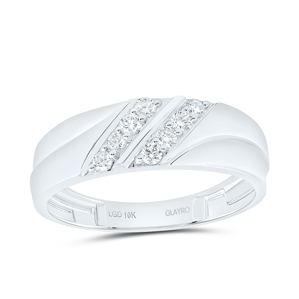 10K Yellow Or White Gold 1/4 Cttw Lab Grown Diamond Mens Band