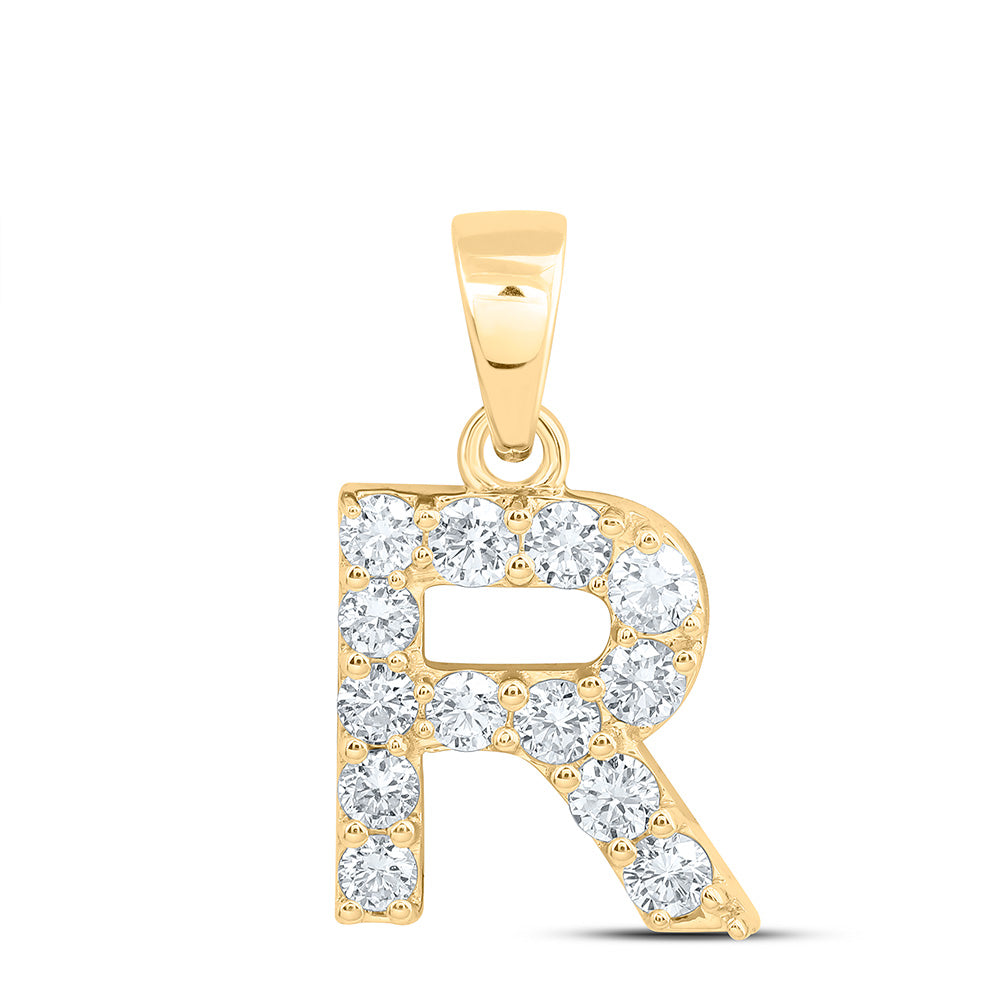 10K Yellow Or White Gold Lab Grown Diamond Fashion Initial Pendant