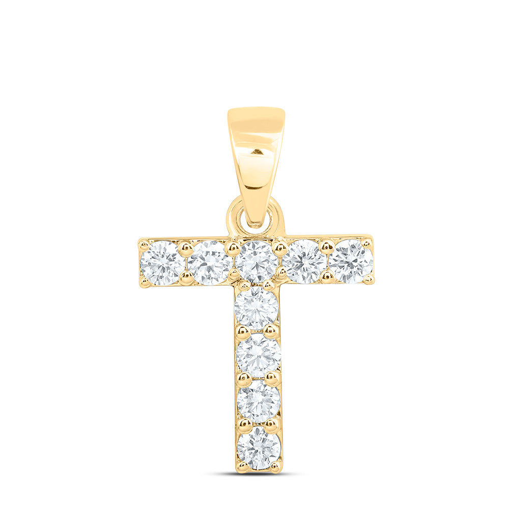 10K Yellow Or White Gold Lab Grown Diamond Fashion Initial Pendant