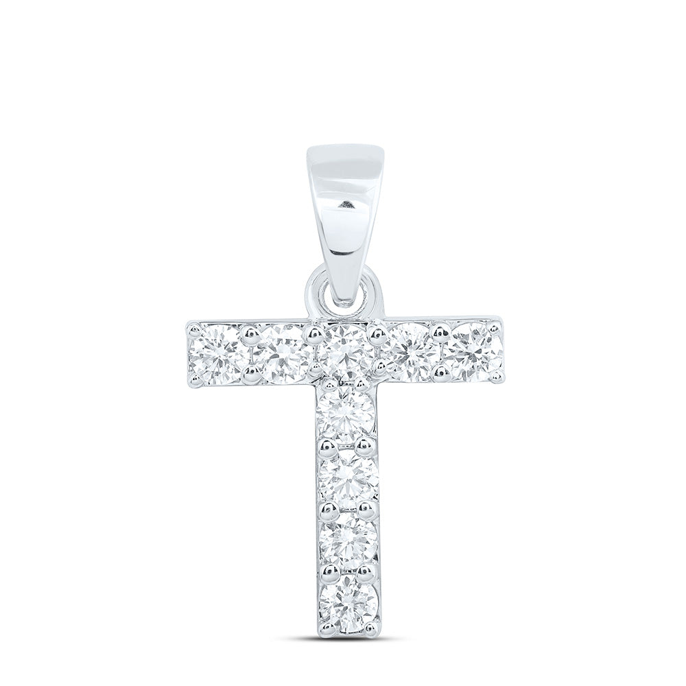 10K Yellow Or White Gold Lab Grown Diamond Fashion Initial Pendant