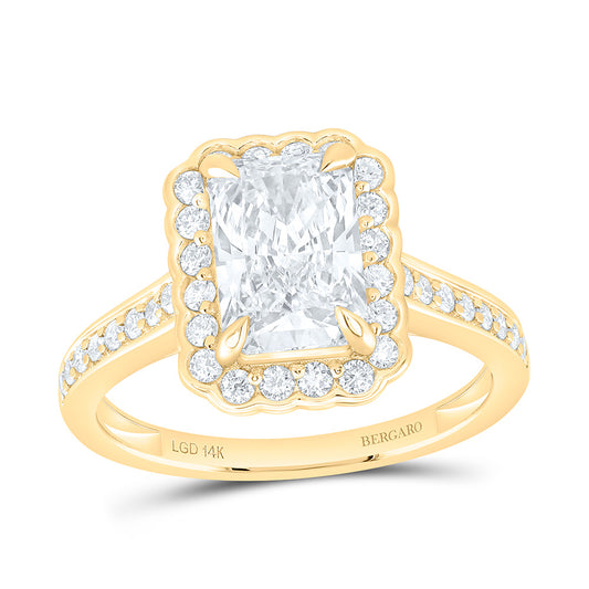 14K Yellow Or White Gold 2 1/2 Cttw Lab Grown Diamond 2 Cttw Center Radiant Single Halo Engagement Ring