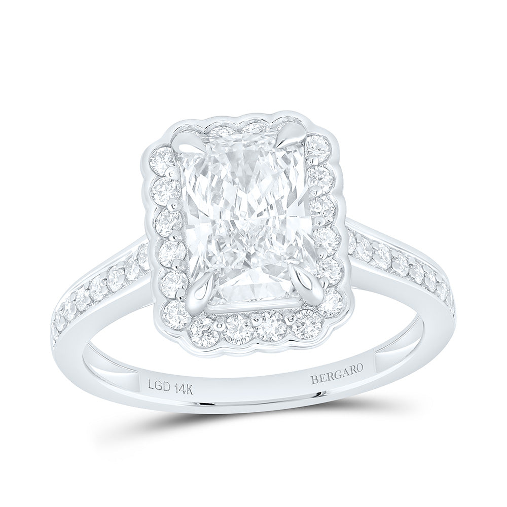 14K Yellow Or White Gold 2 1/2 Cttw Lab Grown Diamond 2 Cttw Center Radiant Single Halo Engagement Ring
