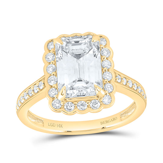 14K Yellow Or White Gold 3 1/2 Cttw Lab Grown Diamond 3 Cttw Center Emerald Single Halo Engagement Ring