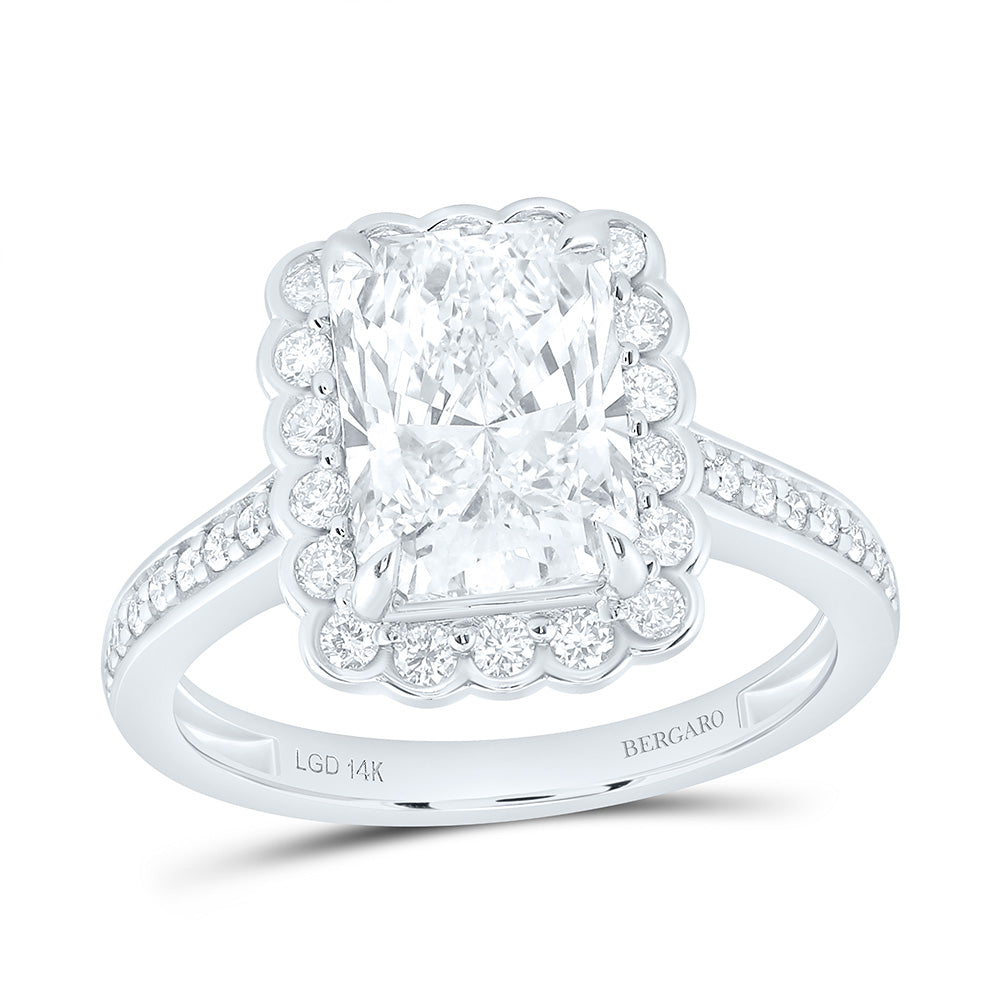14K Yellow Or White Gold 3 1/2 Cttw Lab Grown Diamond 3 Cttw Center Radiant Single Halo Engagement Ring