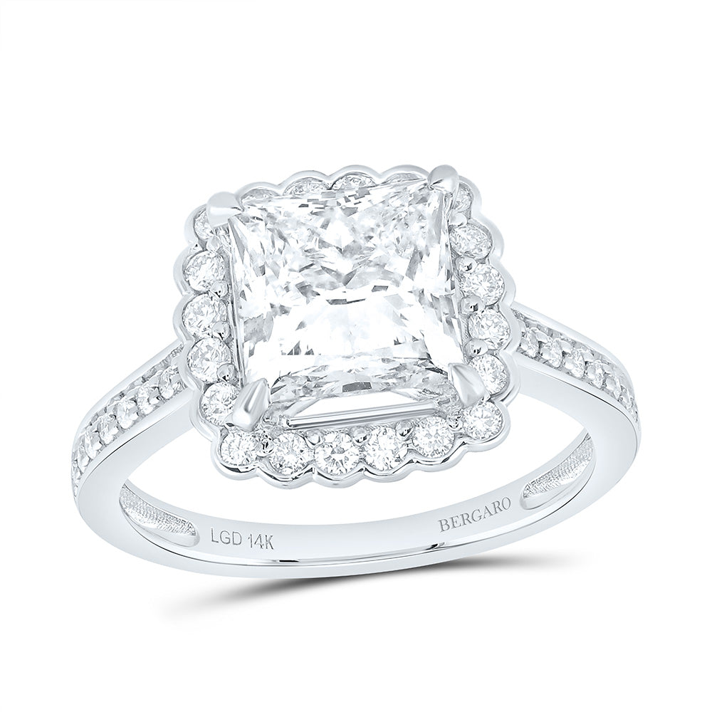 14K Yellow Or White Gold 3 1/2 Cttw Lab Grown Diamond 3 Cttw Center Princess Single Halo Engagement Ring